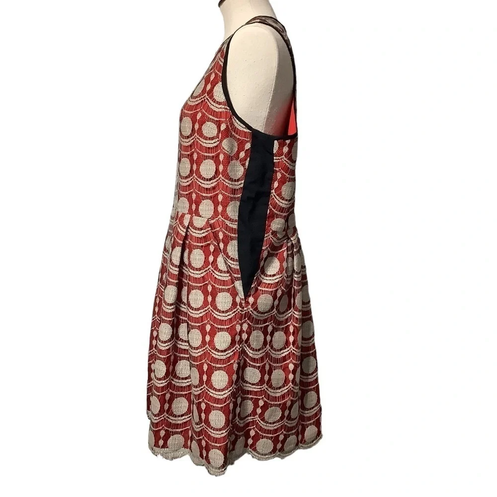 HUNTER BELL‎ Maraschino Lace Fit & Flare Dress Size 14 Altered Red White